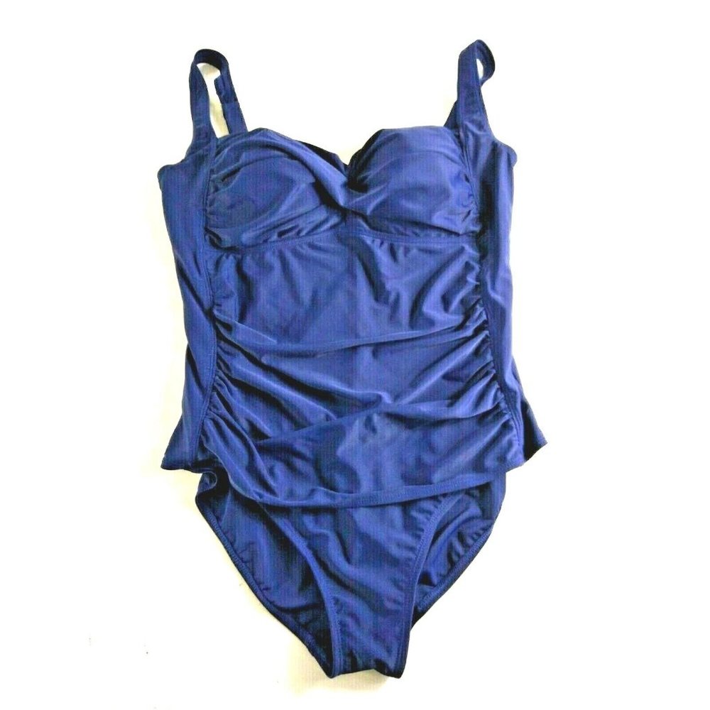 Womens Mycoco Swimsuit NWT One Piece Shirred Tunny Control Ruched Built In Bra 8